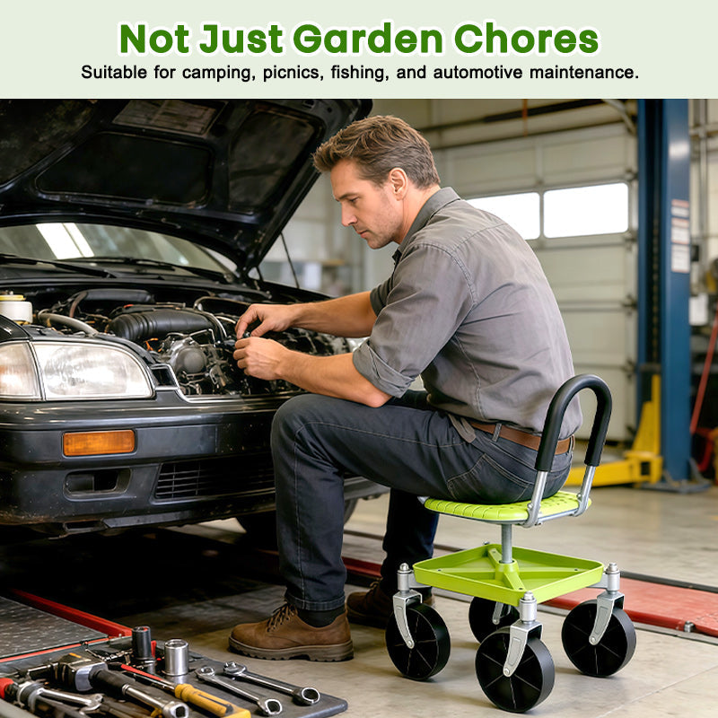 Garden Rolling Cart Seat with 360° Universal Wheels